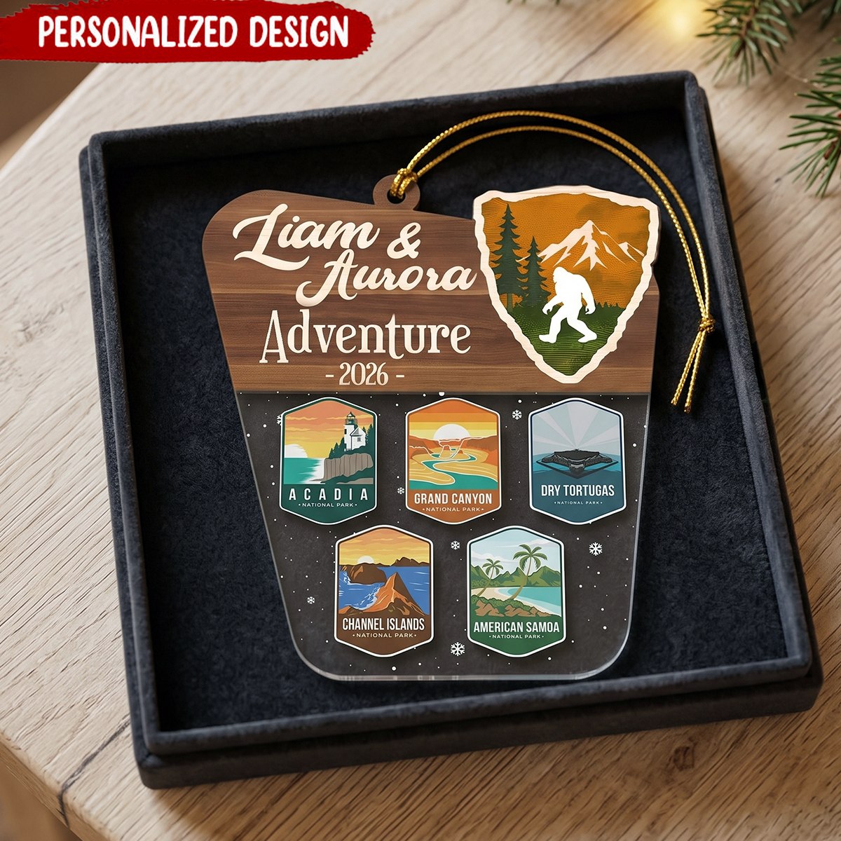 National Parks Photo Ornament, Personalized Couple Travelling Christmas Gift