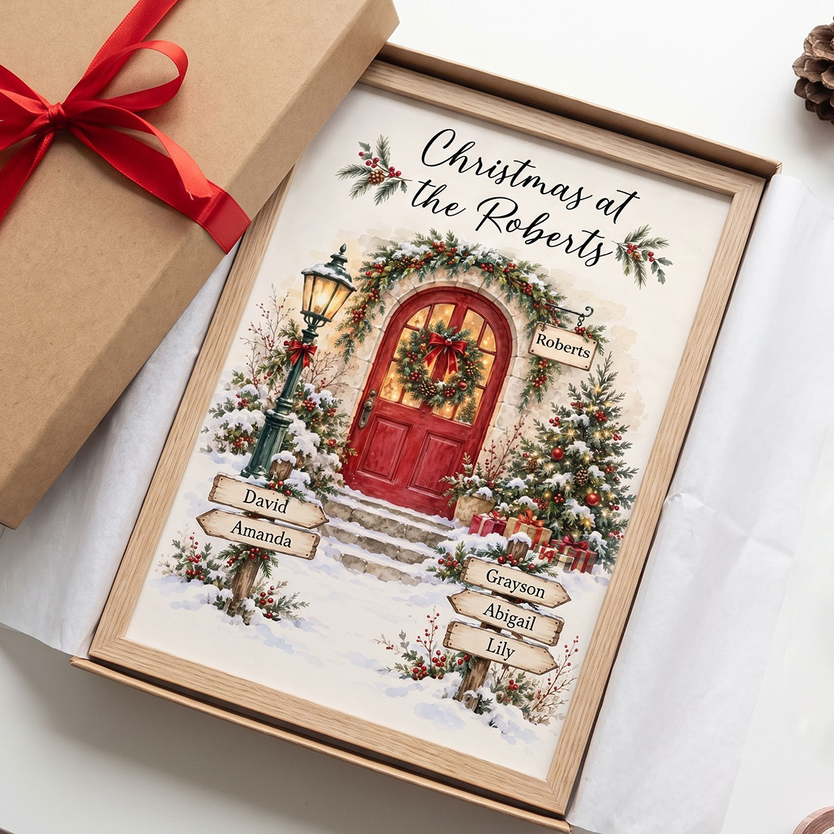 Personalized Christmas Family Door Sign Wall Art