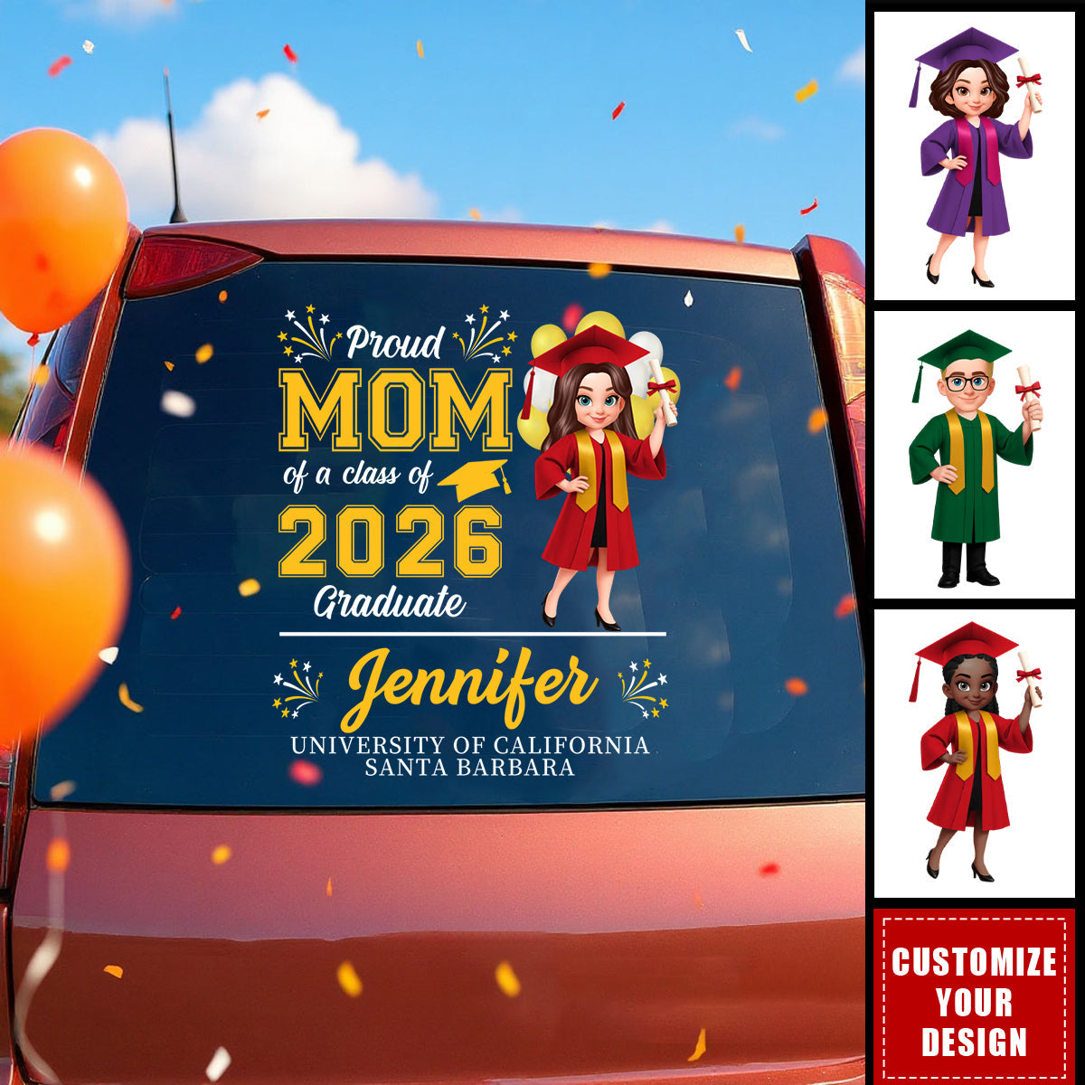 Go Where Your Dreams Take You - Personalized Photo Graduation Decal Sticker