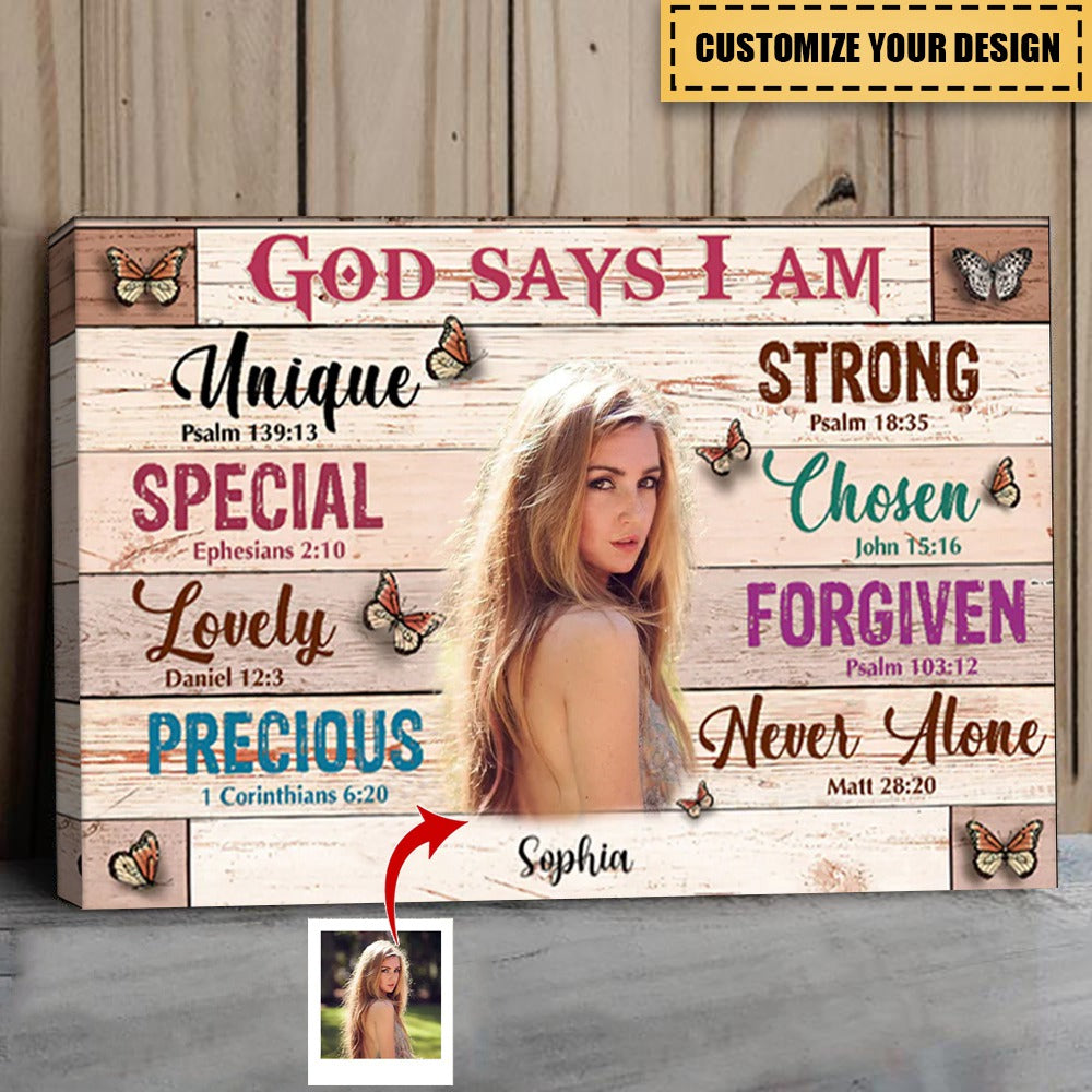 KISSFAITH-Christian Woman God Says I Am Personalized Canvas
