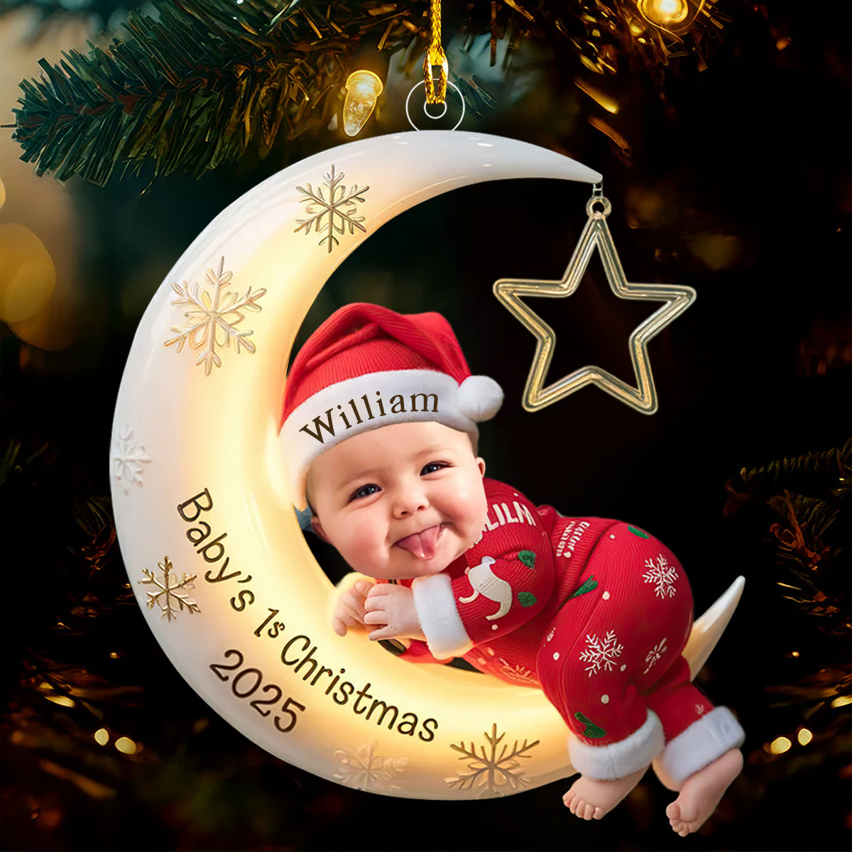 Personalized Baby First Christmas Ornament, Upload Photo