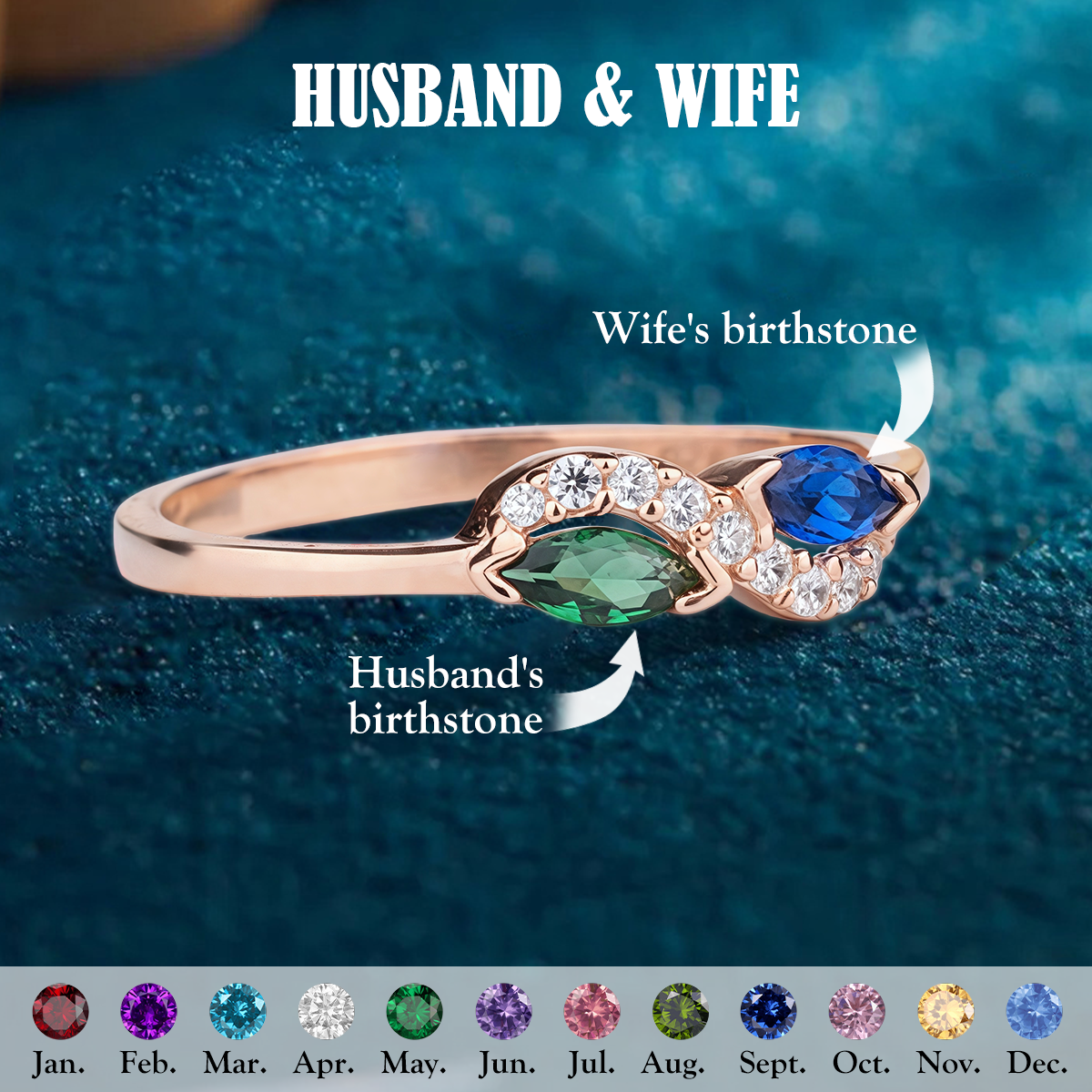 Infinity Ring, Personalized Double Marquise Birthstone Ring