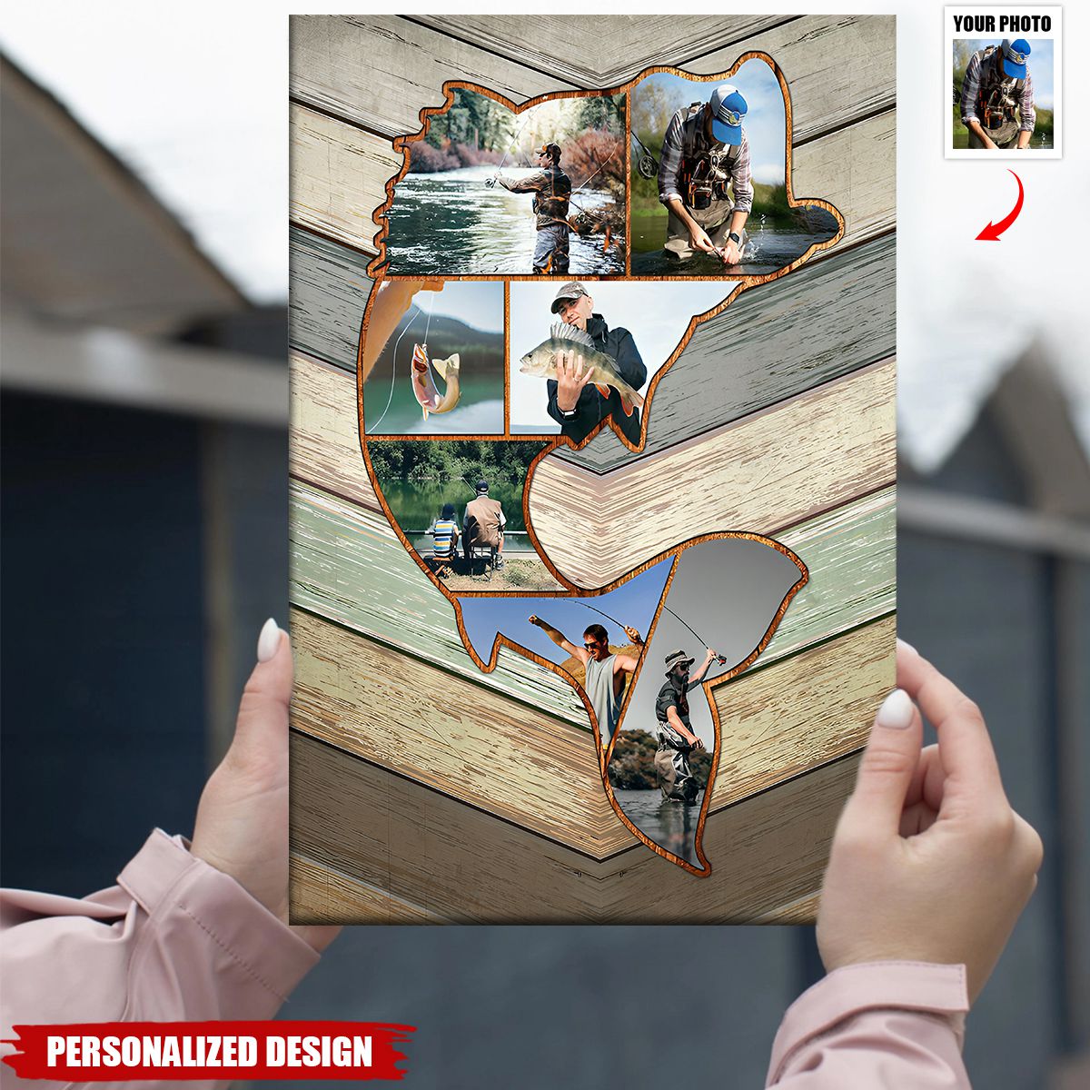 Personalized Fishing Memories, Custom Fishing Collage Canvas, Gift For Fishing Men