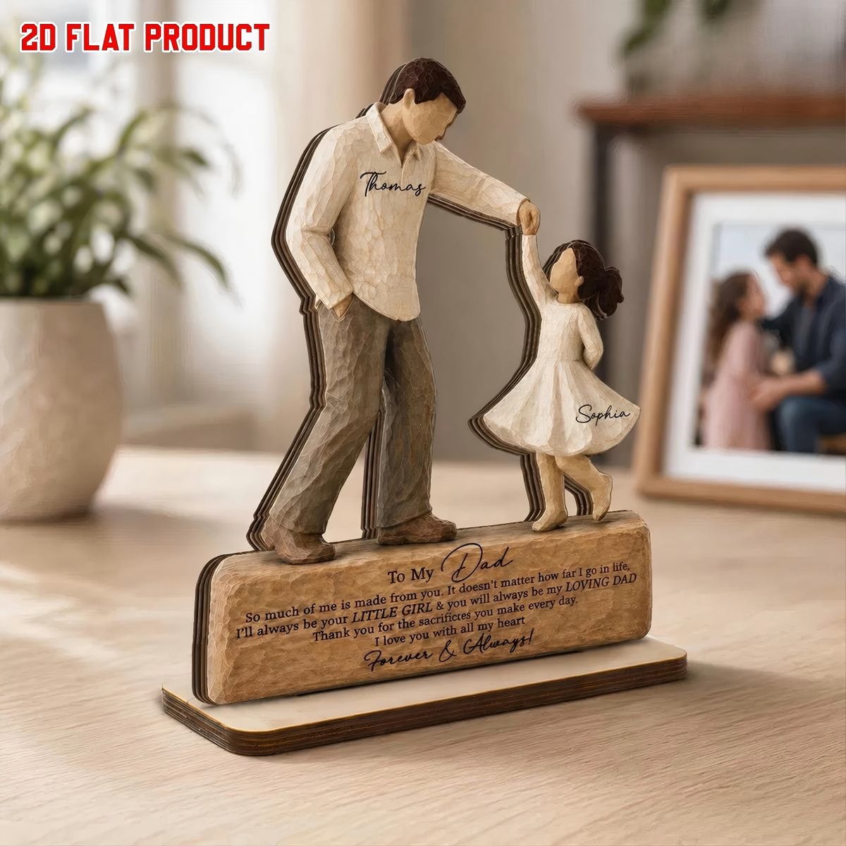 Personalized Father and Daughter Dancing Wooden Plaque