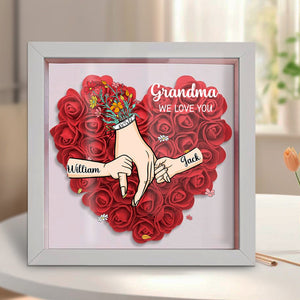 Grandma We Love You-Personalized  Flower Shadow Box-Gift For Mom, Grandma