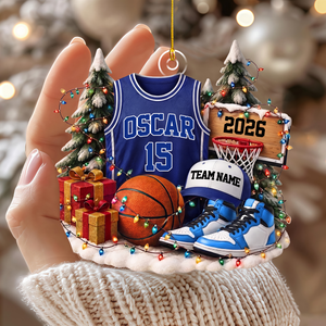 Personalized Basketball Ornament, Custom Name Number Basketball Player Christmas Gifts