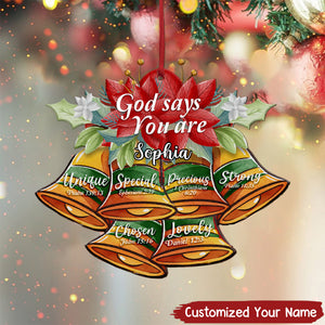 Personalized Vintage Christmas Floral Bells God Says You Are Ornament