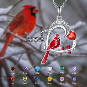 Personalized Memorial Cardinal Birthstone Necklace