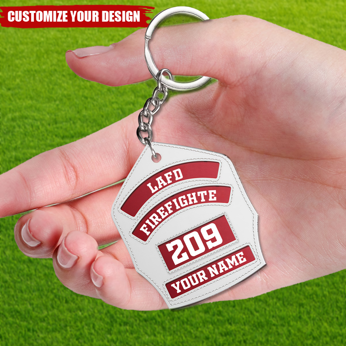 Personalized Firefighter Helmet Shield Custom Acrylic Keychain