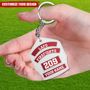 Personalized Firefighter Helmet Shield Custom Acrylic Keychain