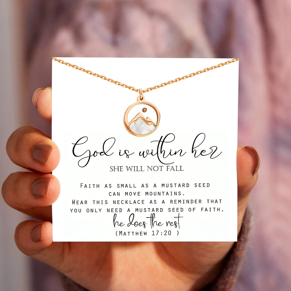 KISSFAITH-Mustard Seed Necklace Mountain Necklace Encouragement Gift, Matthew 17:20