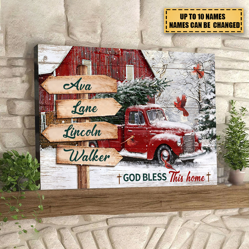 God Bless This Home Family Personalized Canvas,Family Gift