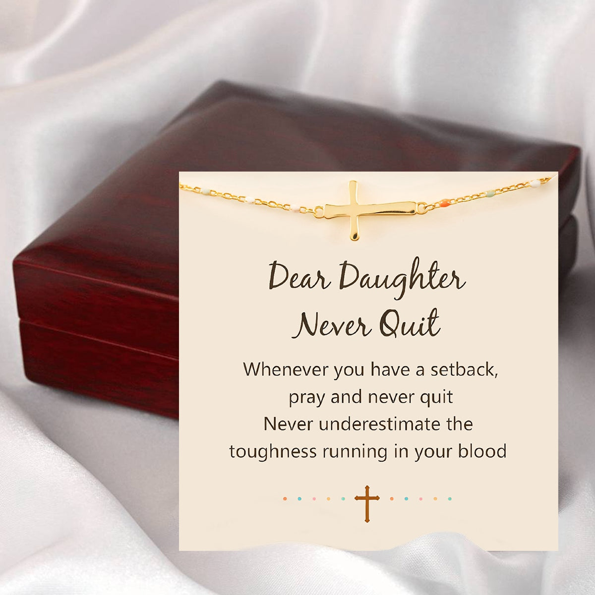 KISSFAITH-Pray And Never Quit Cross Bracelet