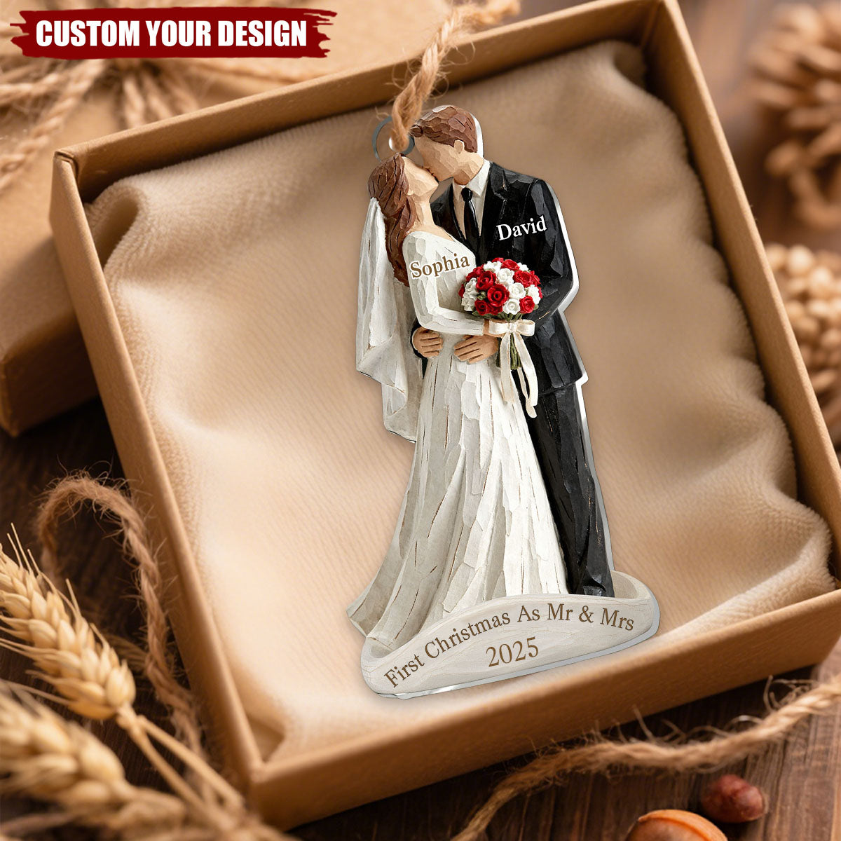 First Christmas As Mr. & Mrs. - Personalized Newlywed Ornament