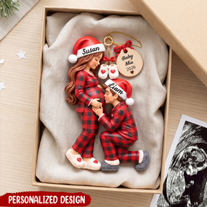 Personalized Pregnancy Christmas Ornament, Custom Mom Dad Names & Baby 2026
