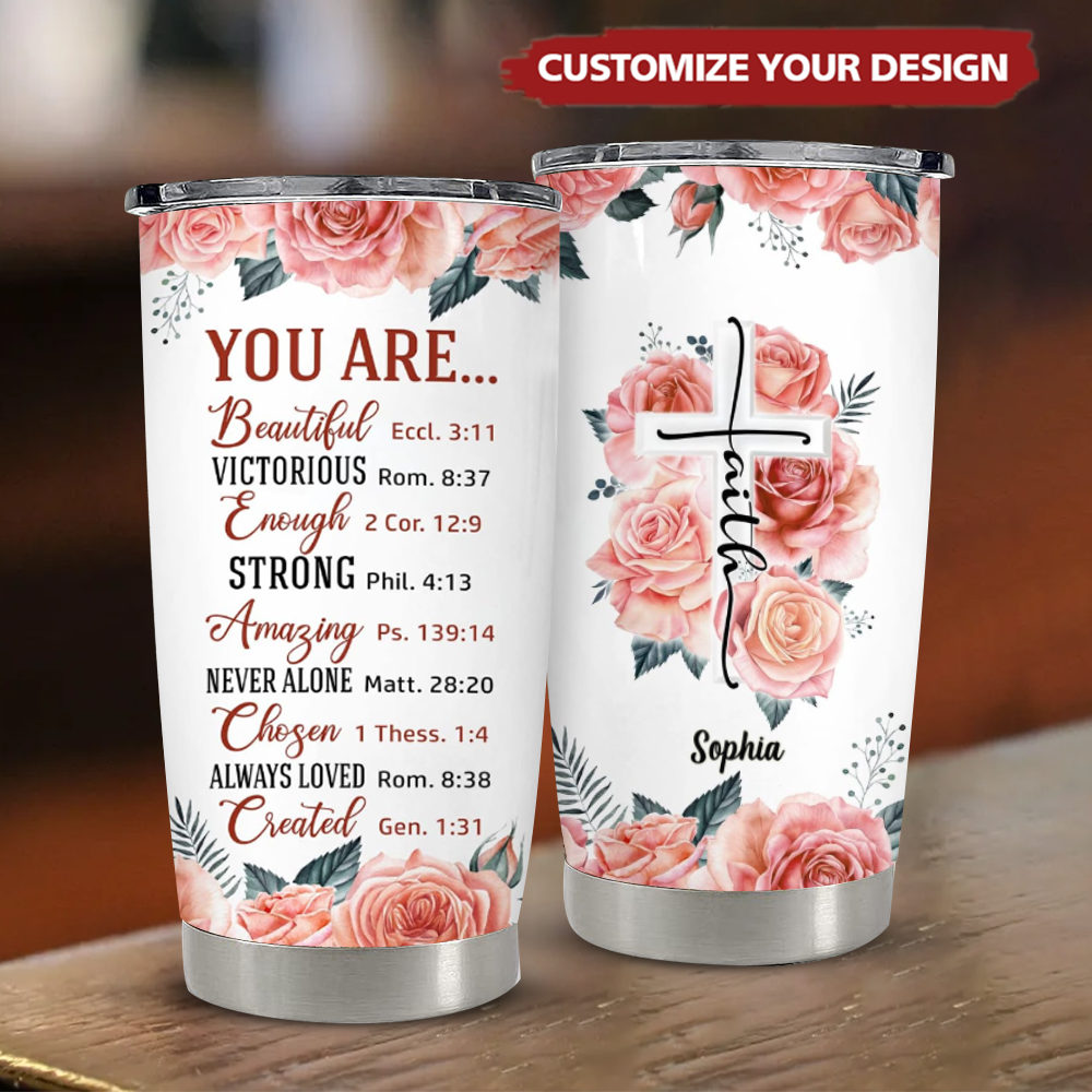 TheUnifury Personalized Christian Tumblers For Women - Stainless Steel  Insulated Tumbler 20oz Motivational Coffee Tumbler - Bible Verse  Inspirational Cups - Women Of God Gifts - He Restores My Soul 