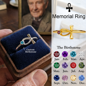 Forever In My Heart, Personalized Cross Birthstone Memorial Ring