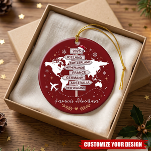 Personalized Travel Christmas Ornament 2026, Custom Trip Keepsake