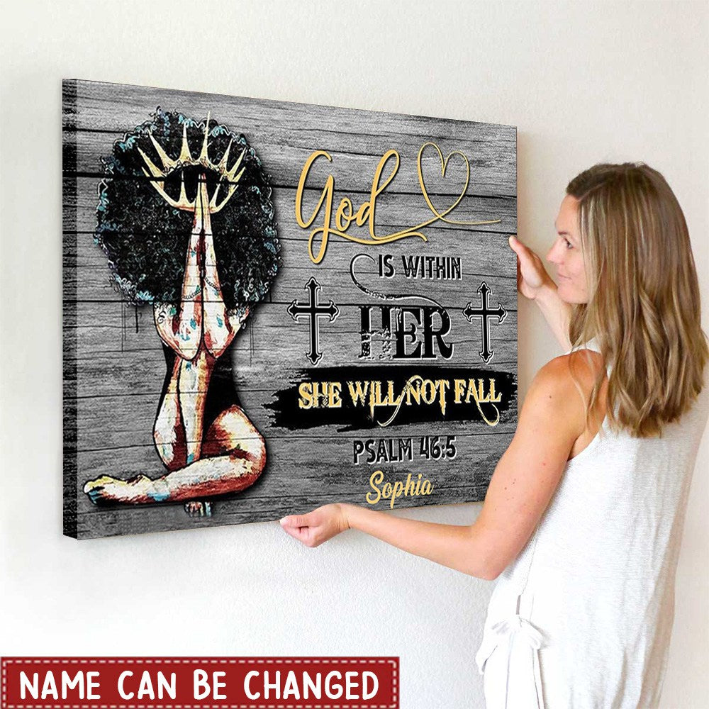 God Is Within Her She Will Not Fall Personalized Canvas