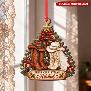 Custom First Christmas Married Ornament, Country Wedding Keepsake