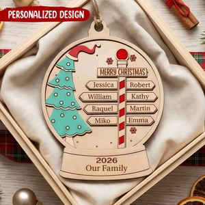 Custom Family Name Christmas 2-Layered Wooden Ornament