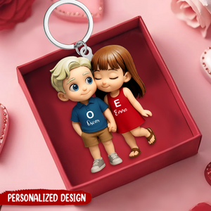 Personalized Cute Cartoon Couple Holding Hands Acrylic Keychain