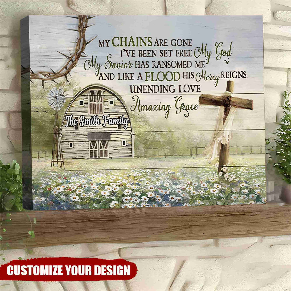 KISSFAITH-My Chains Are Gone I've Been Set Free My God Personalized Canvas