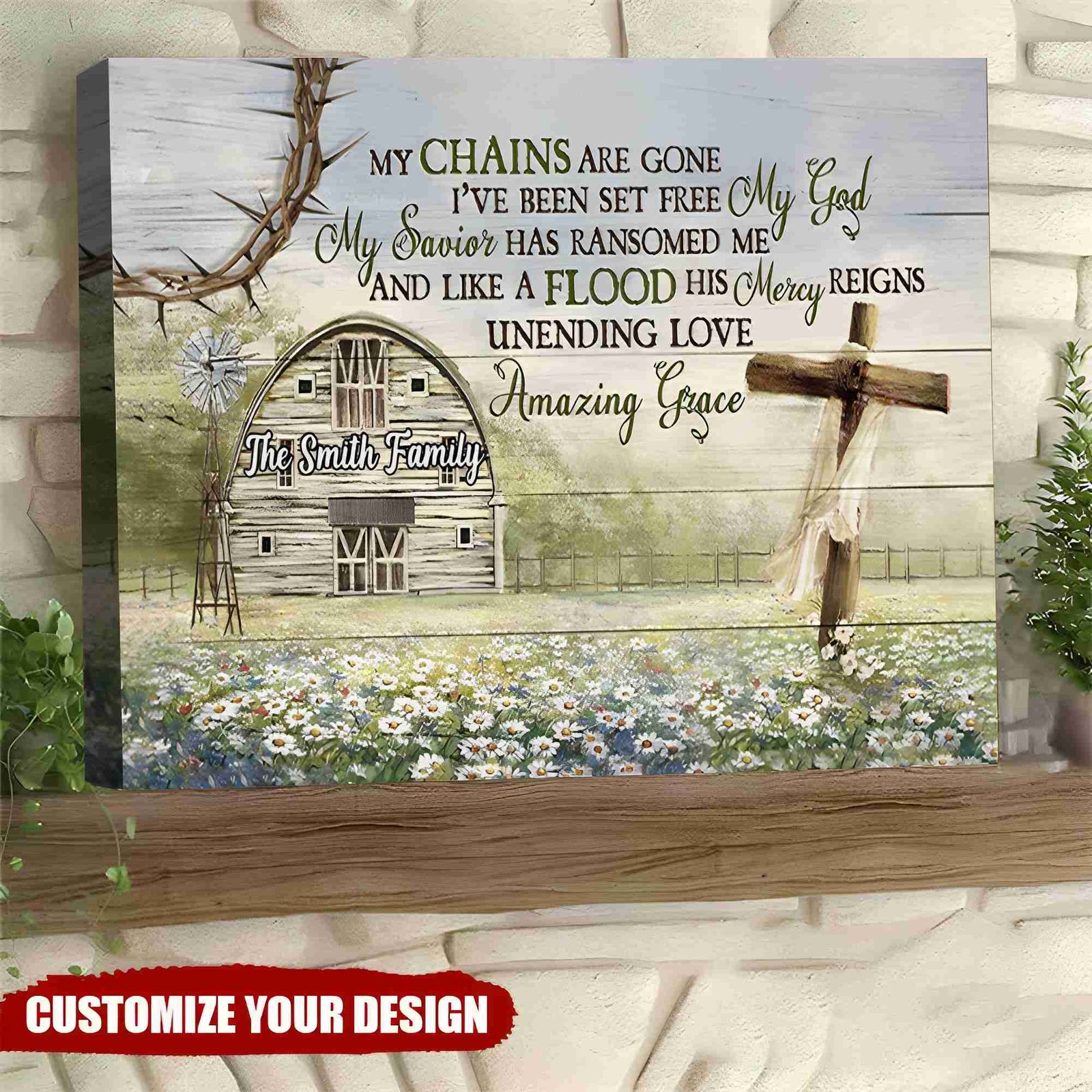 KISSFAITH-My Chains Are Gone I've Been Set Free My God Personalized Canvas
