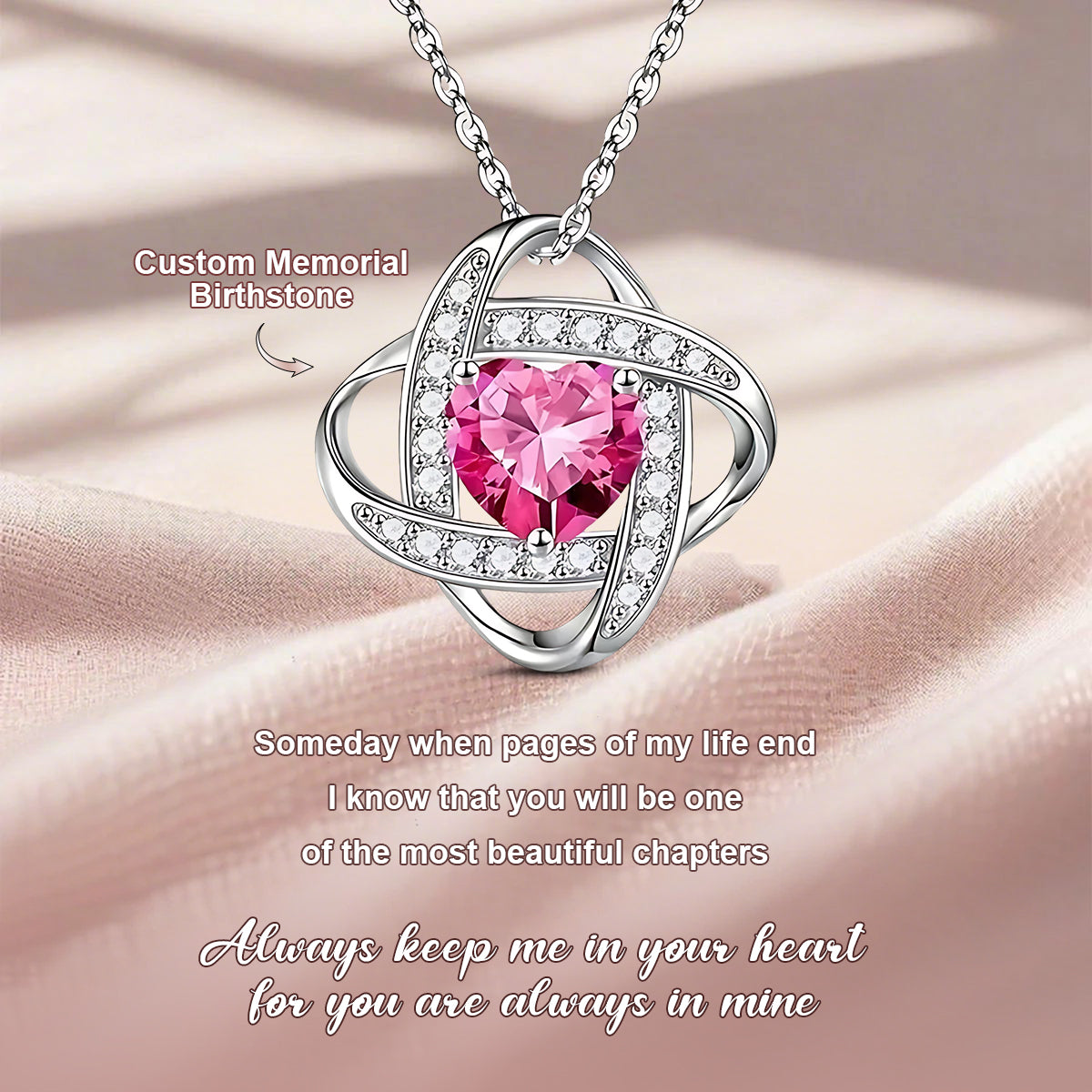Personalized Heart-shaped Birthstone Memorial S925 Necklace