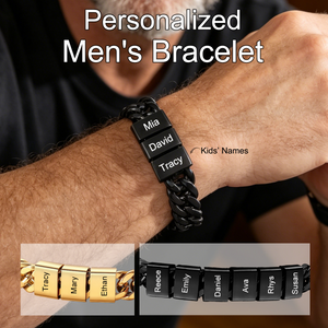 Personalized Mens Bracelet for Dad with Kids Names