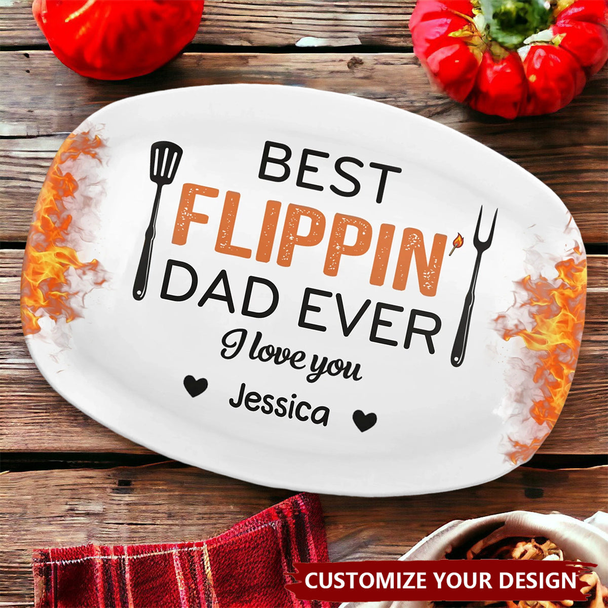 Best Flippin’ Dad Ever - Personalized Plate Father's Day, Gift For Dad, Grandpa