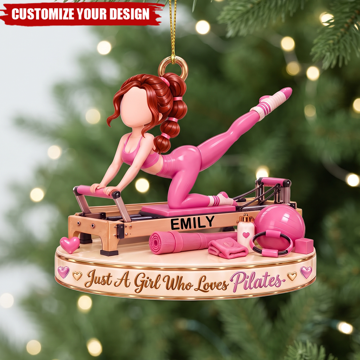 Personalized Pilates Girl Christmas Ornament-Pilates Lover Keepsake