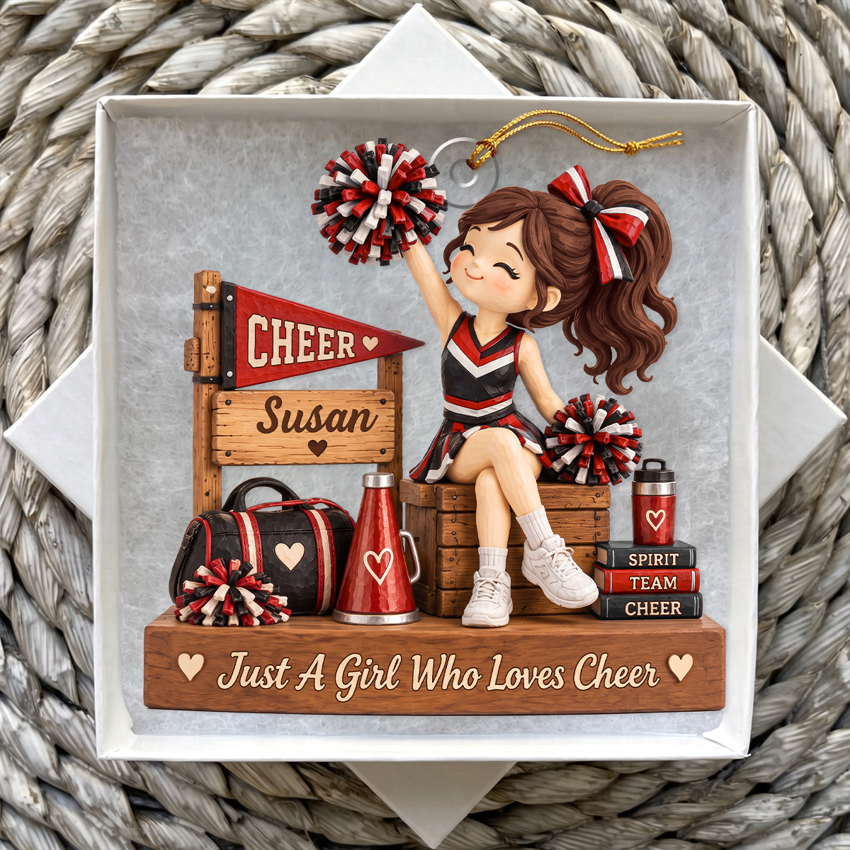 Personalized Cheerleader Ornament, Custom Name Cheer Girl Christmas Gift