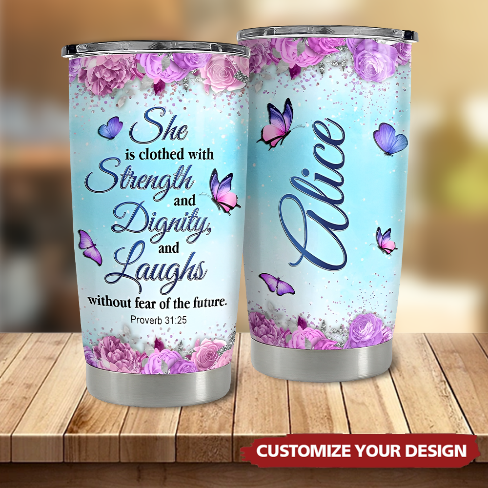 Personalized Bible Faith Tumbler Butterfly Inspiration Gift For Girl
