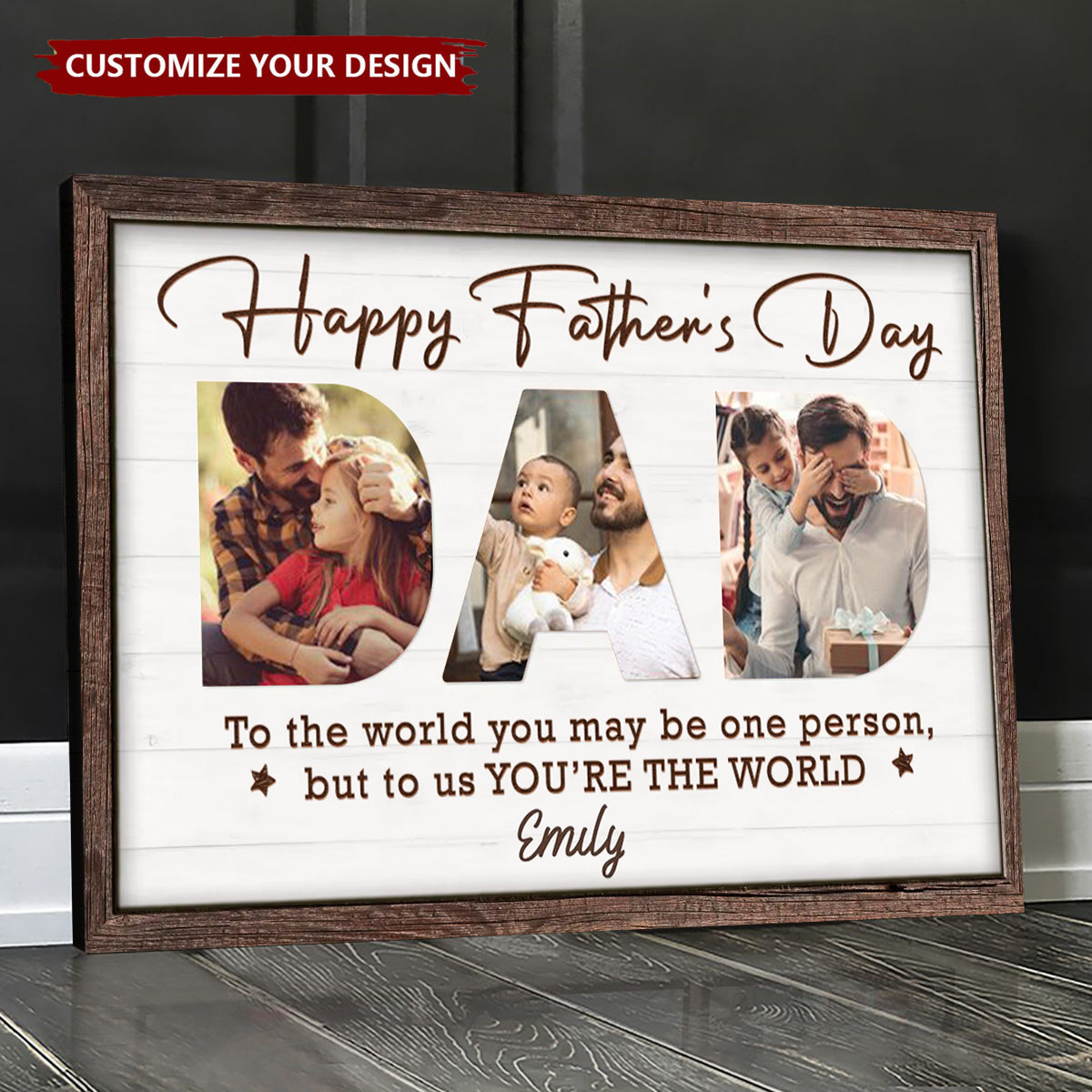 Custom Photo You Make Our World Complete Poster  - Father's Day Gift