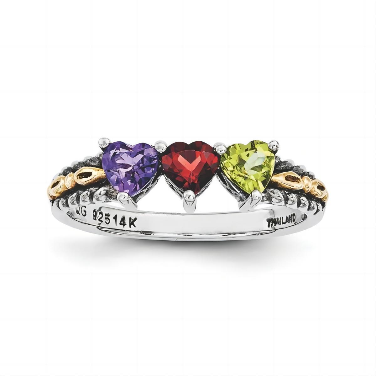 Personalized Grandma Mom Family 2-5 Birthstones Ring - Gift For Christmas