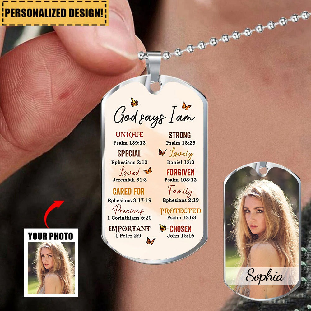 KISSFAITH-God Says I Am Personalized Dogtag Necklace