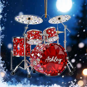 Drum Music Crystal Effect - Personalized Acrylic Ornament - Unique Gift For Drummer