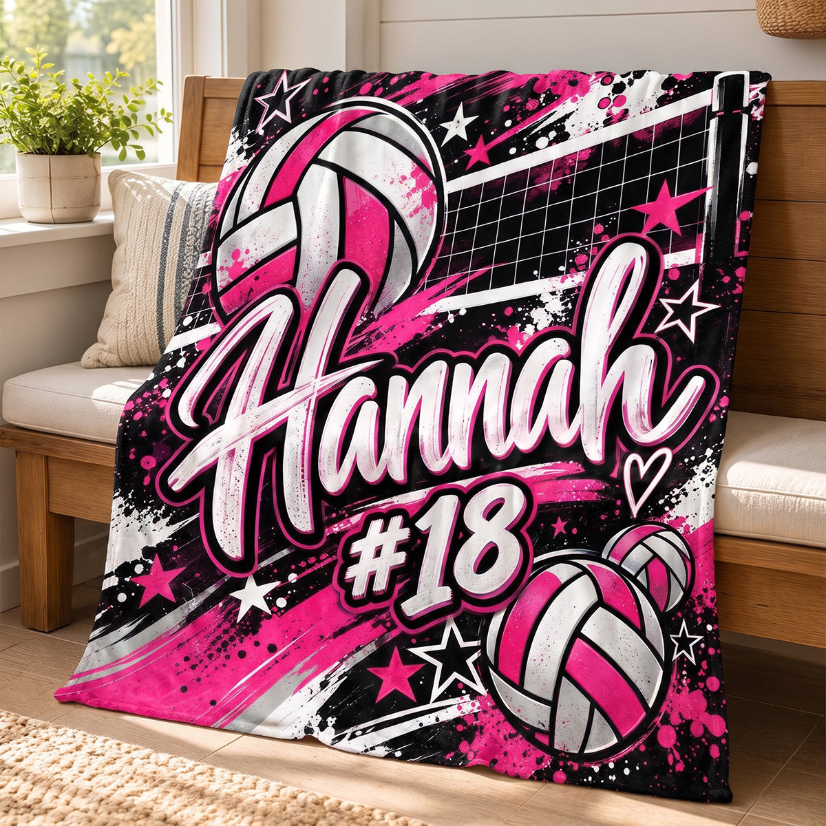 Personalized Volleyball Blanket, Custom Name Volleyball Lover Gift