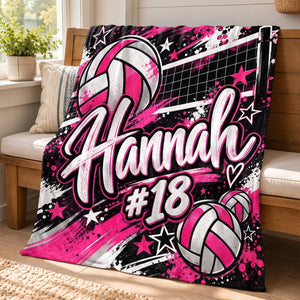 Personalized Volleyball Blanket, Custom Name Volleyball Lover Gift