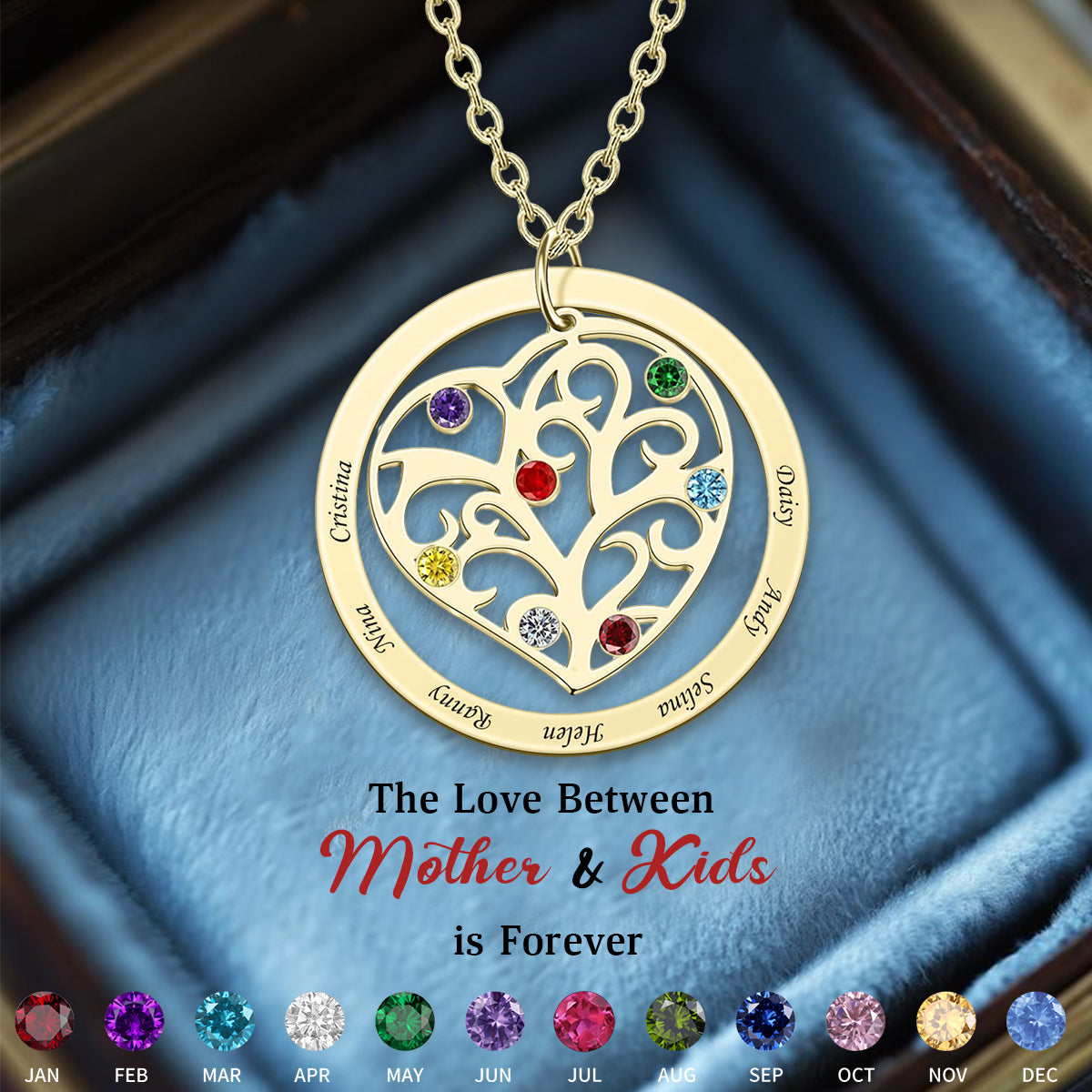 Tree of Life Necklace Family Tree Birthstone Necklace