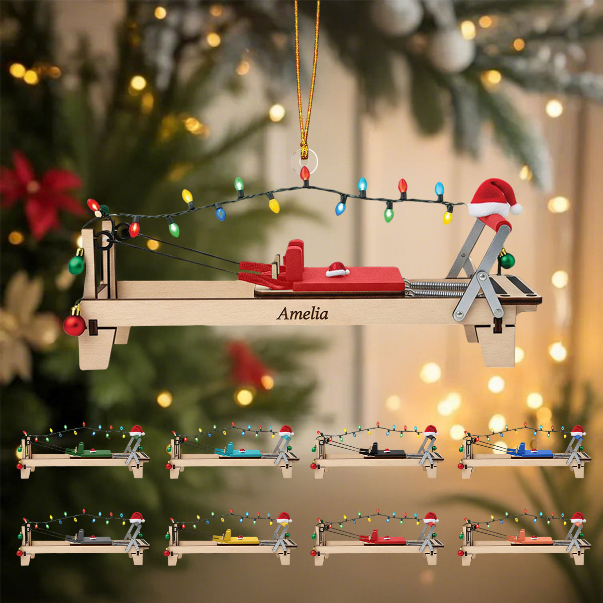 Personalized Pilates Reformer Christmas Ornament