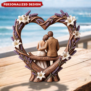 Custom Name Wooden Couple Heart Sculpture