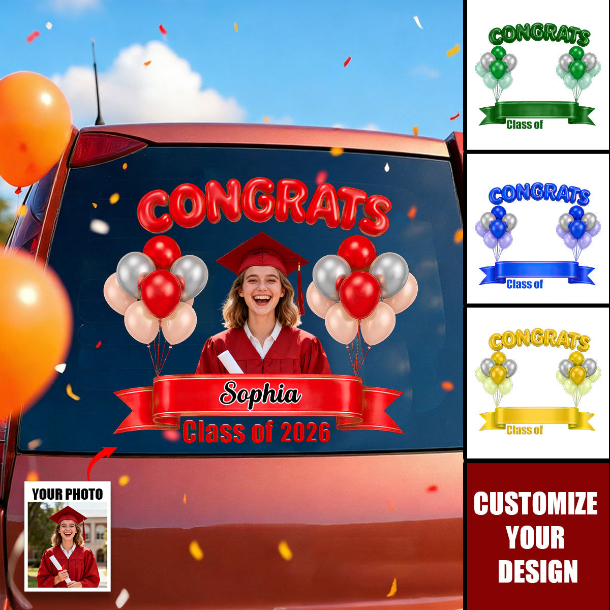 Congratulation Class Of 2026 Gift, Personalized Car Window Decal Sticker