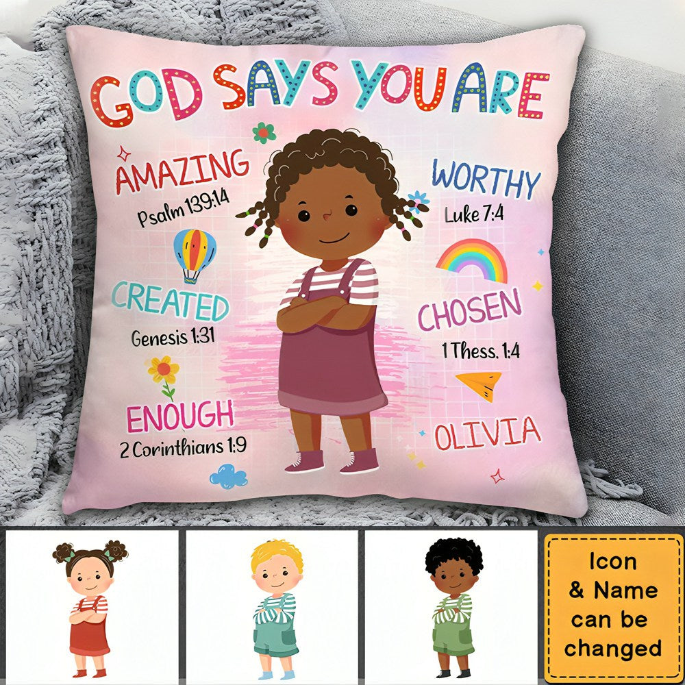 KISSFAITH- God Says I Am Personalized Pillow Case