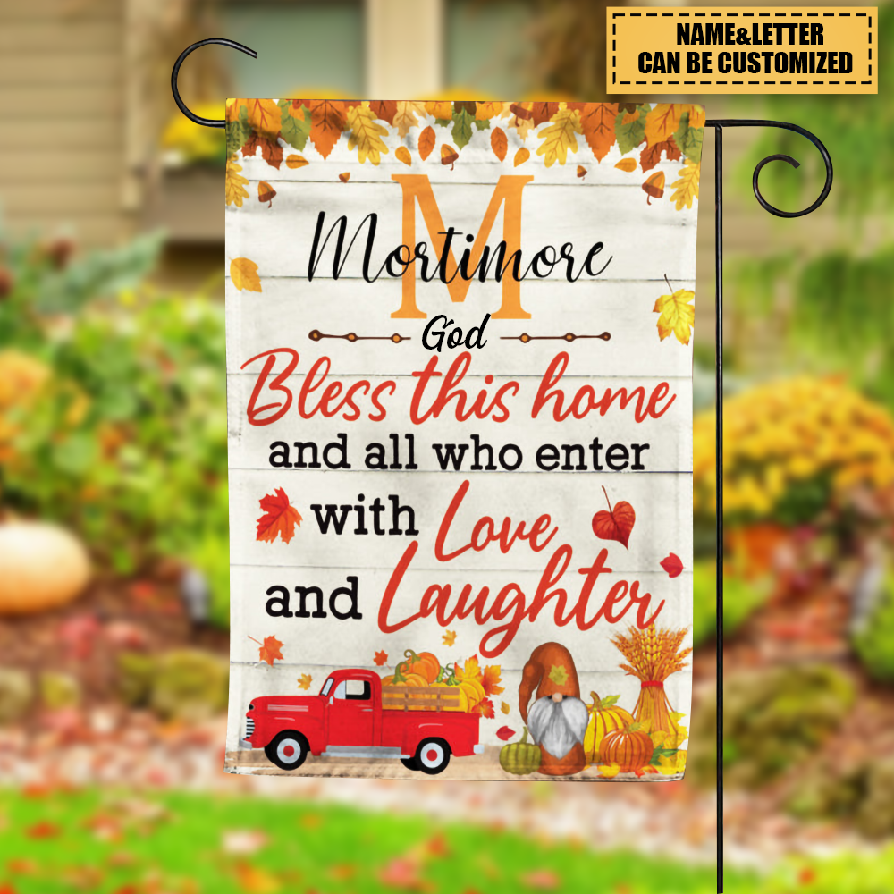 Bless This Home Thankful Fall Personalized Garden Flag