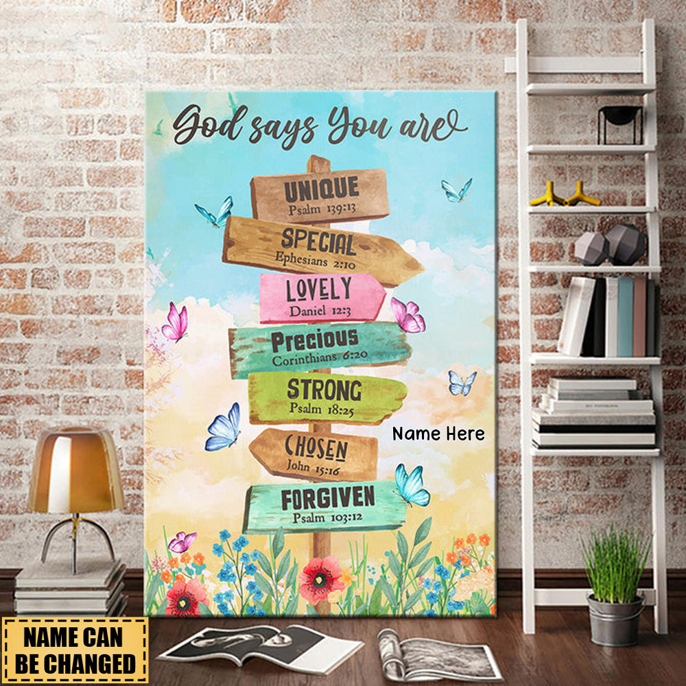 God Says You Are Location Sign Canvas