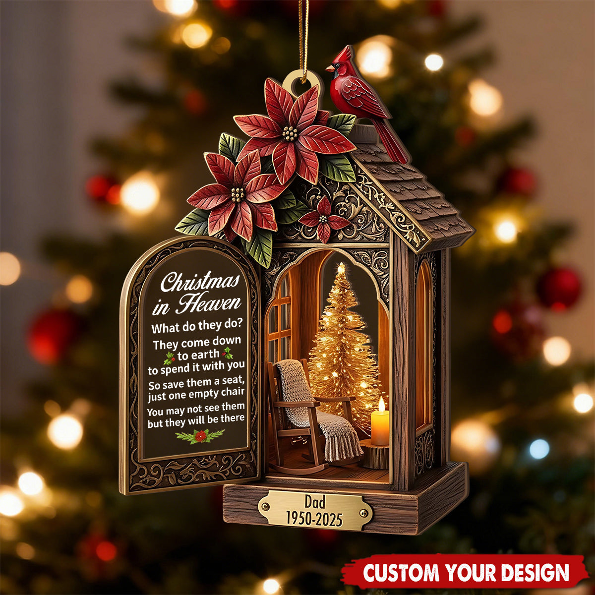 Personalized Empty Chair Remembrance Gift, Christmas in Heaven Memorial Ornament