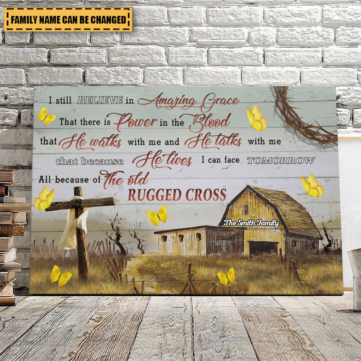 KISSFAITH-I Still Believe In Amazing Grace - Butterfly And Cross,Christian Canvas