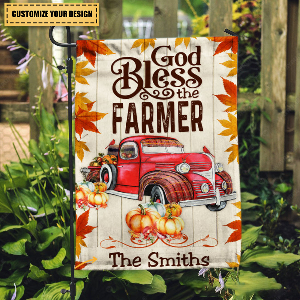 Personalized Farm Truck God Blessed Farmer Flag